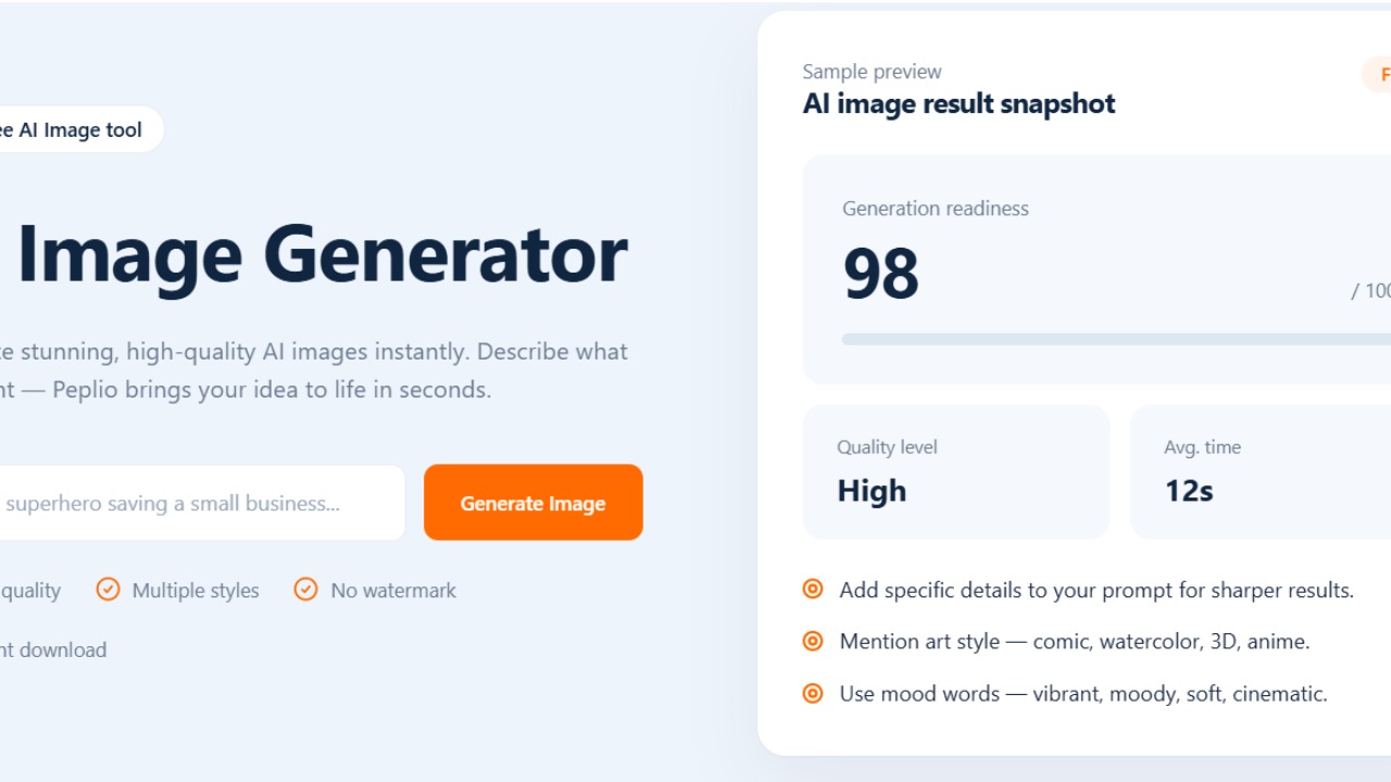 Peplio Free AI Image Generator App Preview